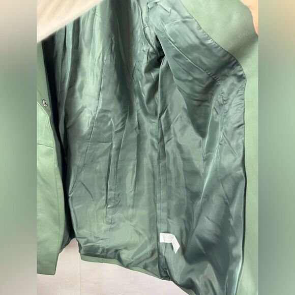 ELOQII Green Single Button Faux Leather Blazer Size 14 - Picture 6 of 11